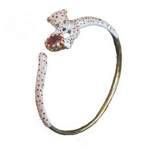 Les Nereides Enamel Panther Adjustable Bangle Bracelet